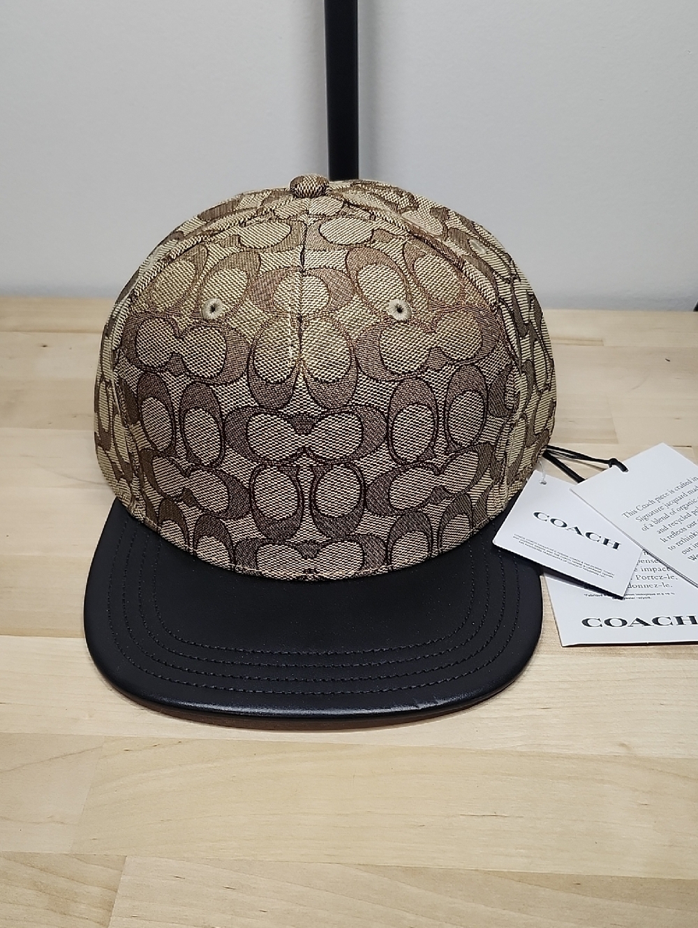 Coach Monogram Snapback Cap in Brown and Black